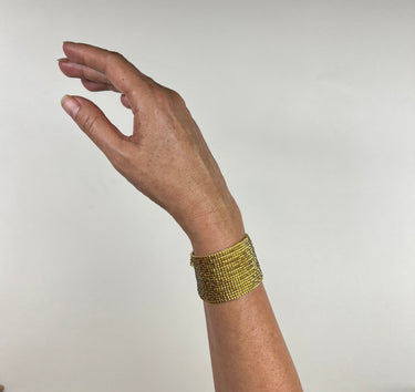 Brazalete Telar Dorado Grueso Metálico Dorado